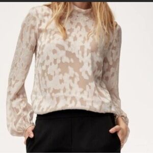 Babaton by Aritzia Granados Sheer Textured Blouse | XXS